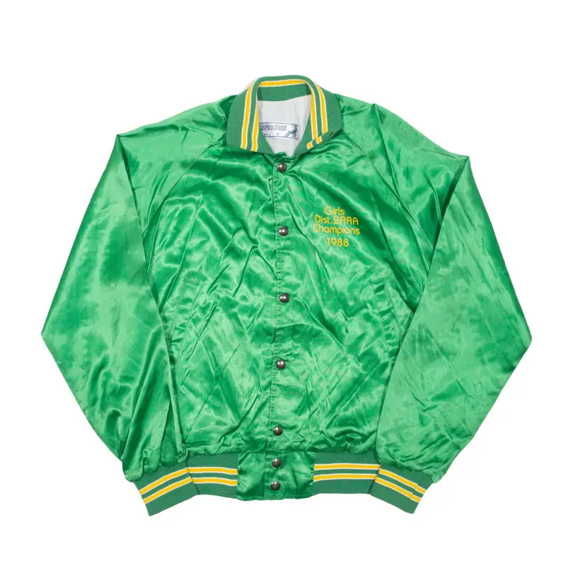CAPRICORN West Las Vegas Cross Country Varsity Satin USA Jacket Green Nylon 90s Mens S