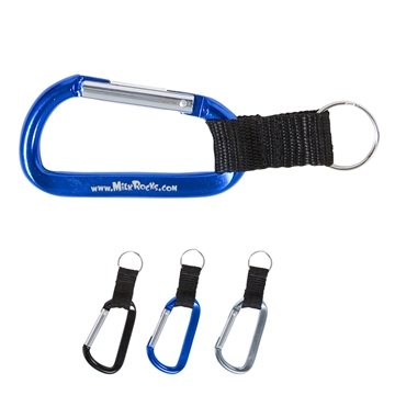 300 Custom Carabiner With Strap And Split Ring - Aluminum