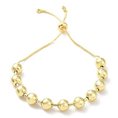 Long-Lasting Plated Brass Round Bead Slider Beacelets for Women Men