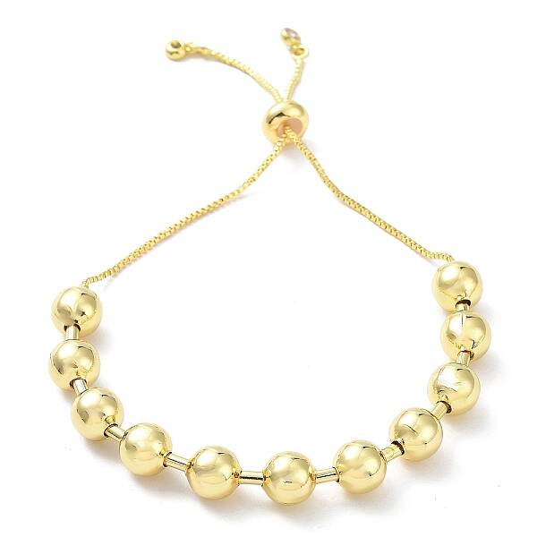 Long-Lasting Plated Brass Round Bead Slider Beacelets for Women Men