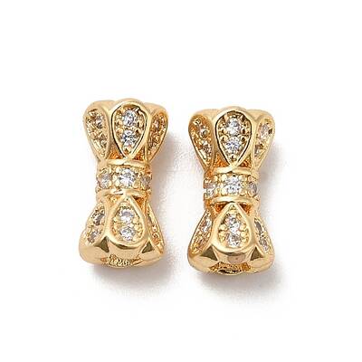 Brass Micro Pave Cubic Zirconia Beads