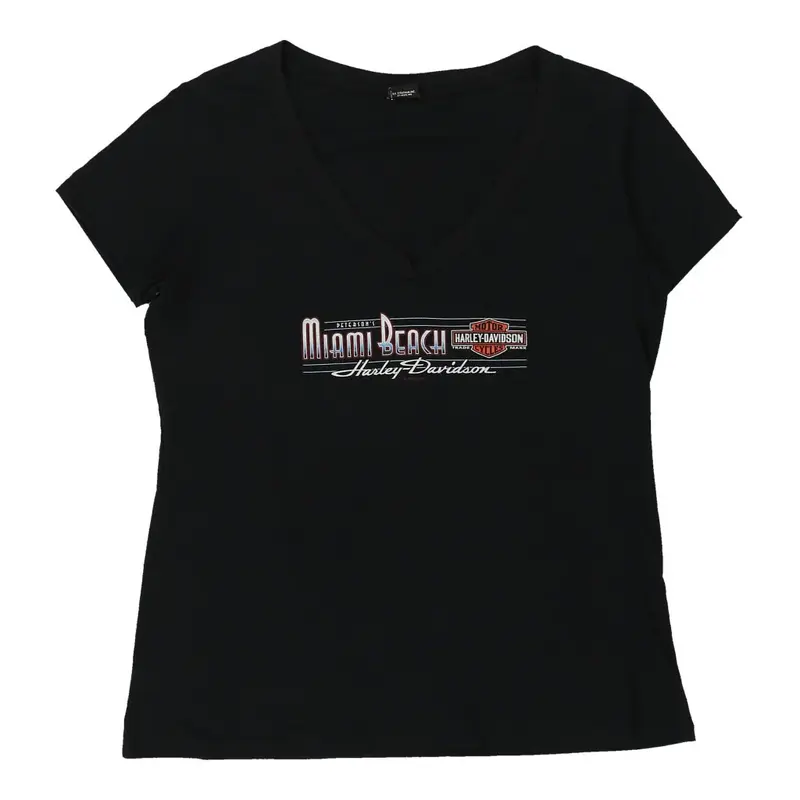 Harley Davidson Graphic T-Shirt - 2XL Black Cotton