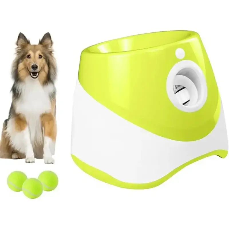 3 Mode Adjustable Pet Toy with Tennis Balls, Automatic Dog Ball Launcher & 3 Balls, Pet Supplies for Indoor Outdoor Interacti...