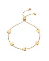PAVOI 14K Gold Plated Heart Charm Bracelet for Women, Adjustable Chain, Hypoallergenic
