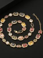 Colorful Imitation Crystal Zirconia Necklace, Elegant and Noble Jewelry for Women & Girls, Best Gift for Mom & Girlfriend