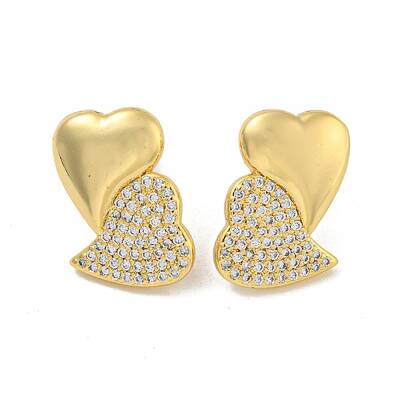 Heart Clear Cubic Zirconia Stud Earrings