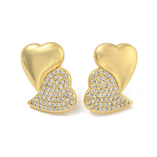 Heart Clear Cubic Zirconia Stud Earrings