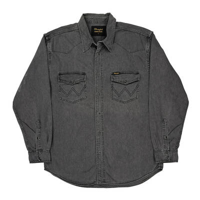 Wrangler Denim Shirt - Large Grey Cotton