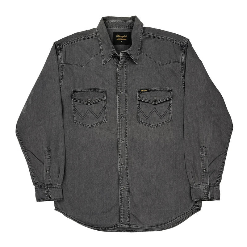 Wrangler Denim Shirt - Large Grey Cotton