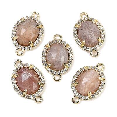 Natural Sunstone Faceted Oval Links