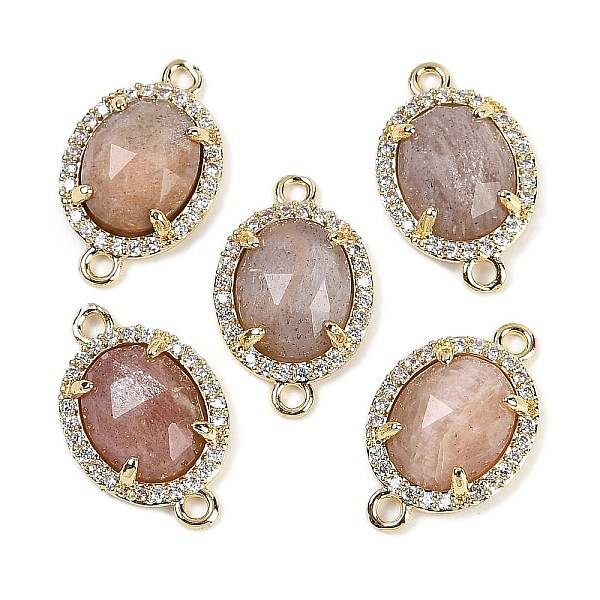 Natural Sunstone Faceted Oval Links