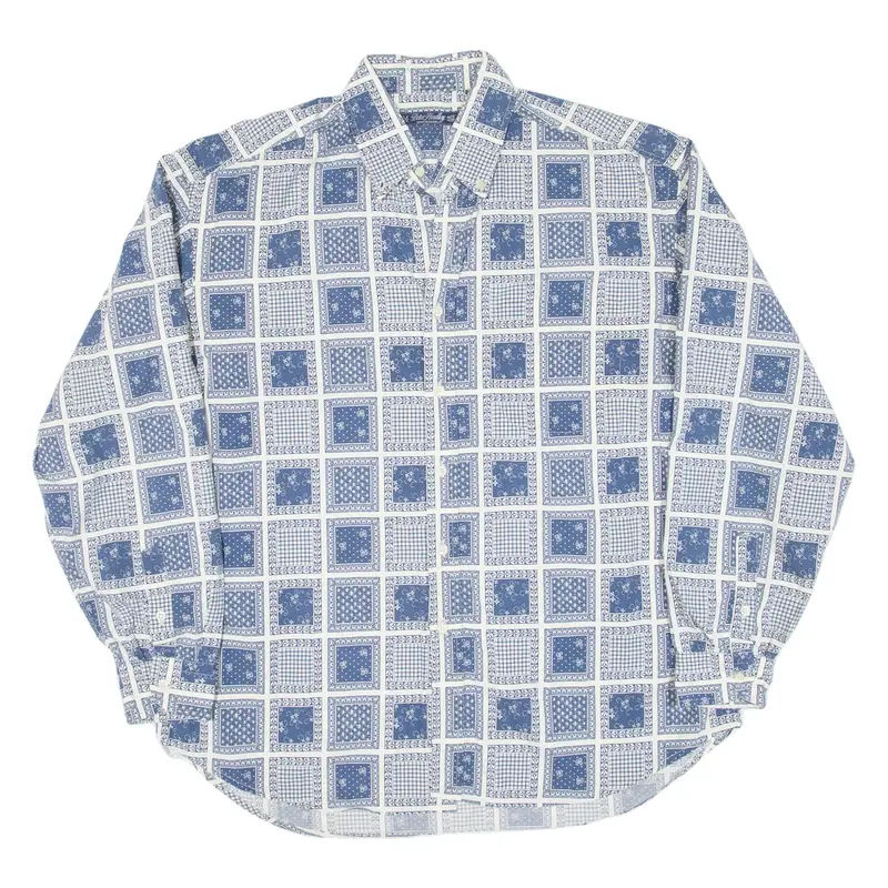 PETER HARDEY Mens Shirt Blue Crazy Pattern Long Sleeve 2XL