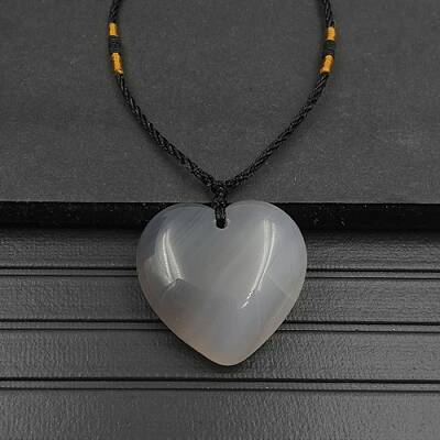 Natural Grey Agate Pendant Necklaces