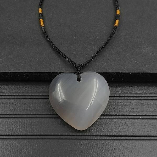 Natural Grey Agate Pendant Necklaces