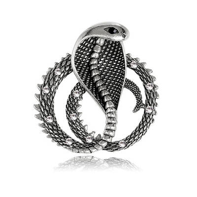 Snake Alloy Rhinestone Safety Pin Brooch