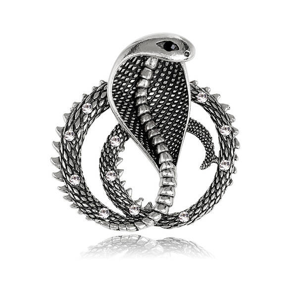 Snake Alloy Rhinestone Safety Pin Brooch