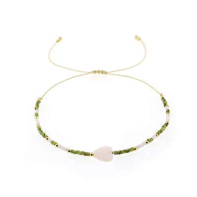 Boho Seashell Peach Heart Beaded Bracelet for Women