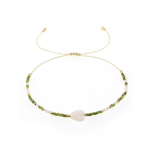 Boho Seashell Peach Heart Beaded Bracelet for Women