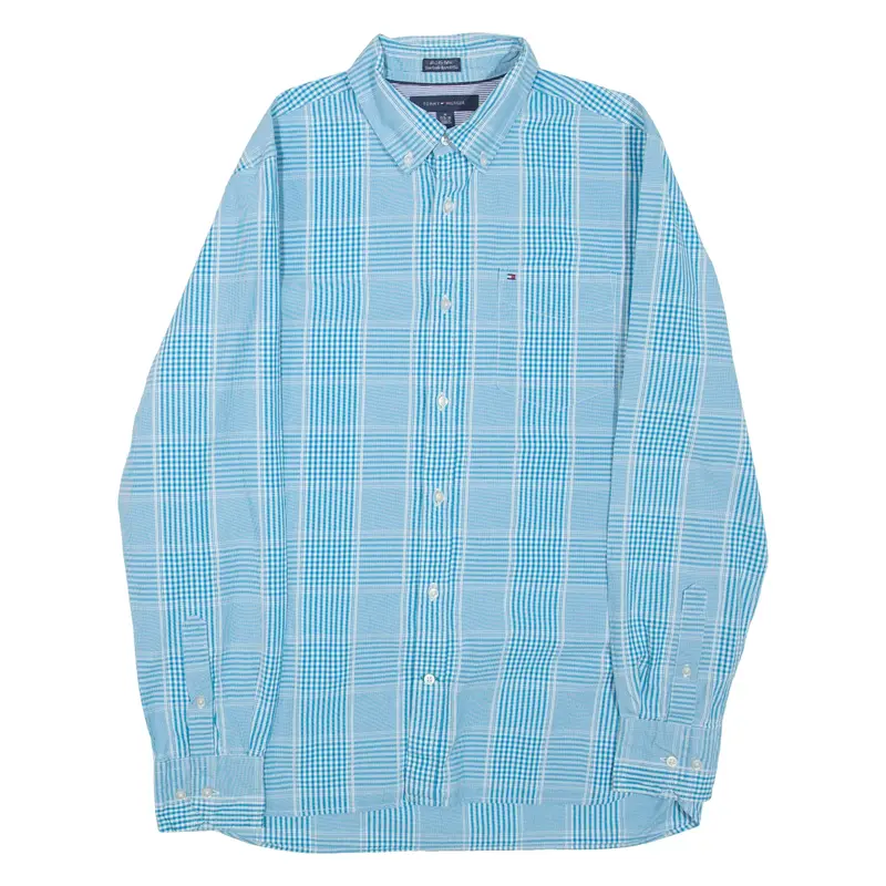 TOMMY HILFIGER Mens Shirt Blue Check Long Sleeve M