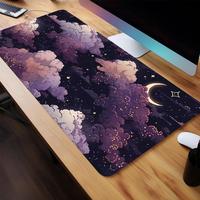 Creative Moon & Star Pattern Mouse Pad, Non-slip Rubber Base Stitched Edge Desk Keyboard Pad, Large Gaming Mouse Pad for Home...