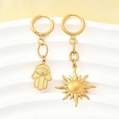 Sun & Palm 304 Stainless Steel Micro Pave Clear Cubic Zirconia Hoop Earrings