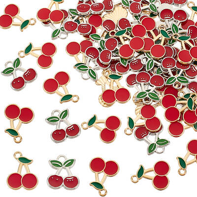 60Pcs 2 Styles Alloy Enamel Pendants