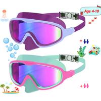 Children's Swimming Goggles 2 Pack Leak-proof, anti-fog, anti-UV wide-view children's HD goggles for boys and girls aged 4-10...