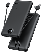 10000mAh Travel-Ready Phone Charger - Built-in AC Wall Plug & USB-C Cable in Lightweight Power Bank for All Devices,  Smartph...