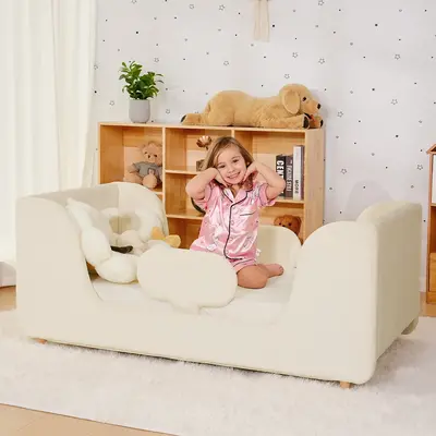 Naudacaa Toddler Bed Frame, Whole Soft Padded Toddlers Floor Bed Frame, Kids Beds with Extra Safety Broad, Toddler Beds for G...