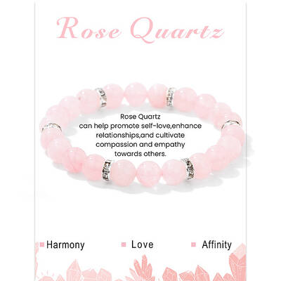 Natural Rose Quartz Round Beaded Stretch Bracelets for Women Men