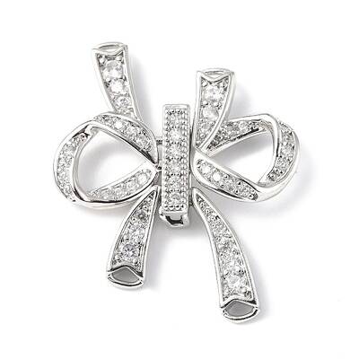 Rack Plating Brass Micro Pave Clear Cubic Zirconia Fold Over Clasps