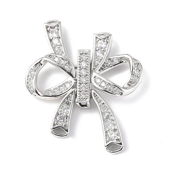 Rack Plating Brass Micro Pave Clear Cubic Zirconia Fold Over Clasps