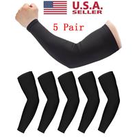 Cooling Arm Sleeves - 5 Pairs Breathable, UV Sun Protection, Sports Arm Sleeves for Women, Men & Youth in Black