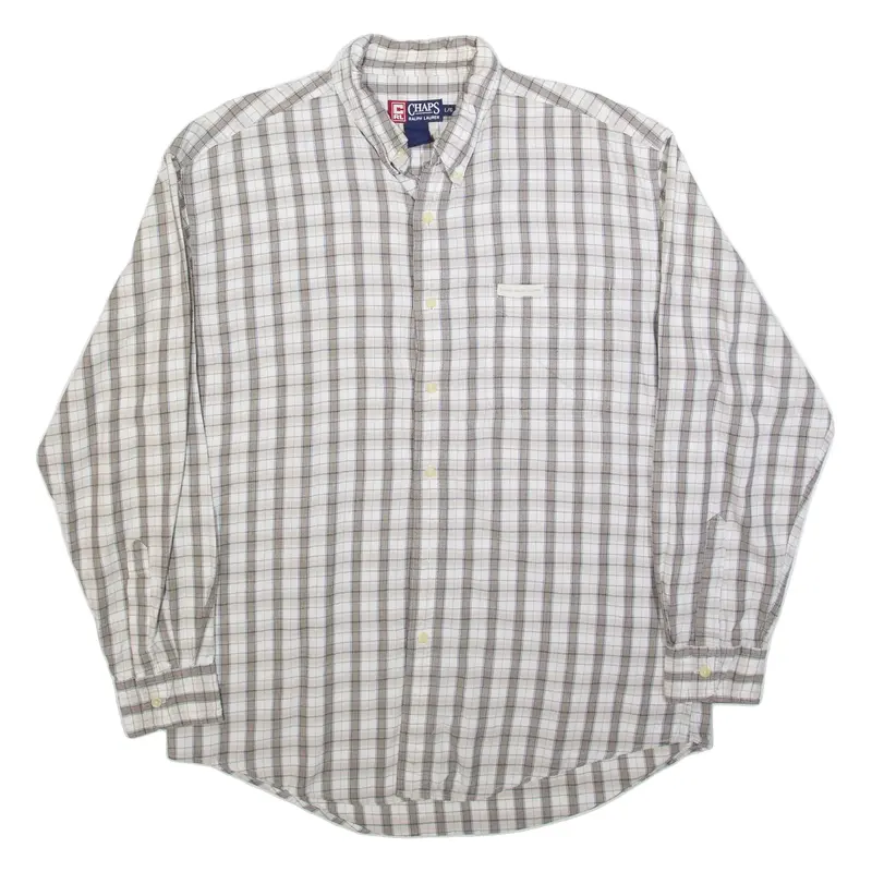 CHAPS RALPH LAUREN Mens Shirt White Check Long Sleeve L