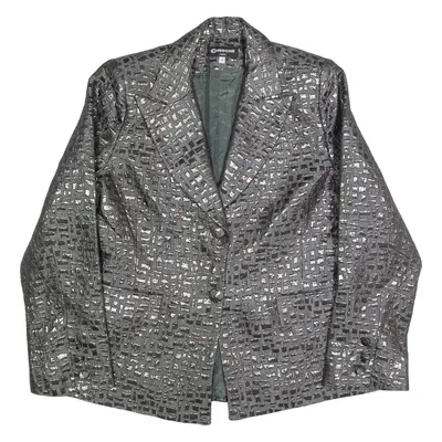 CINOCHE Womens Blazer Jacket Grey 90s Geometric M