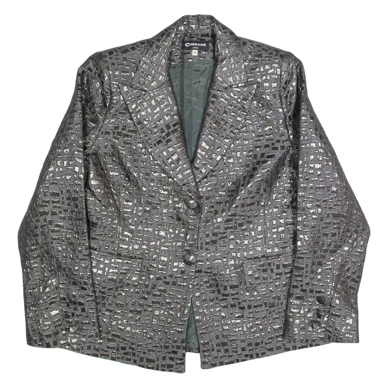 CINOCHE Womens Blazer Jacket Grey 90s Geometric M