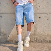 New Men Streetwear Loose Solid color Summer Denim Shorts Stylish Male Casual Straight Five-point Pants Men's Shorts
