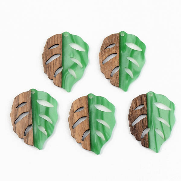 Opaque Resin & Walnut Wood Pendants