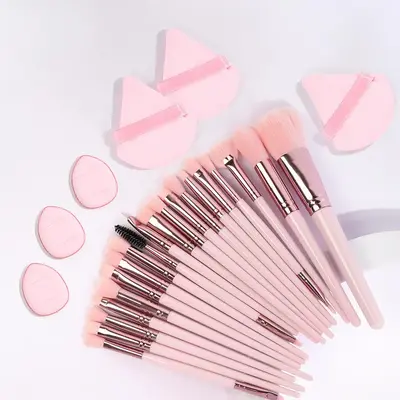 Foundation Makeup Tool Set, Including 20pcs Versatile Soft Makeup Brushes & 3 Counts Powder Puff & 3 Counts Finger Puff, Ligh...