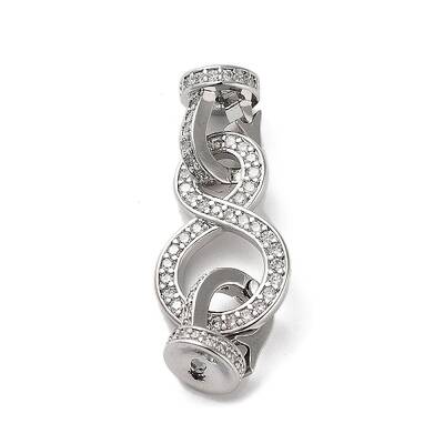Rack Plating Brass Micro Pave Cubic Zirconia Fold Over Clasps