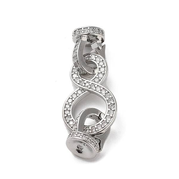 Rack Plating Brass Micro Pave Cubic Zirconia Fold Over Clasps