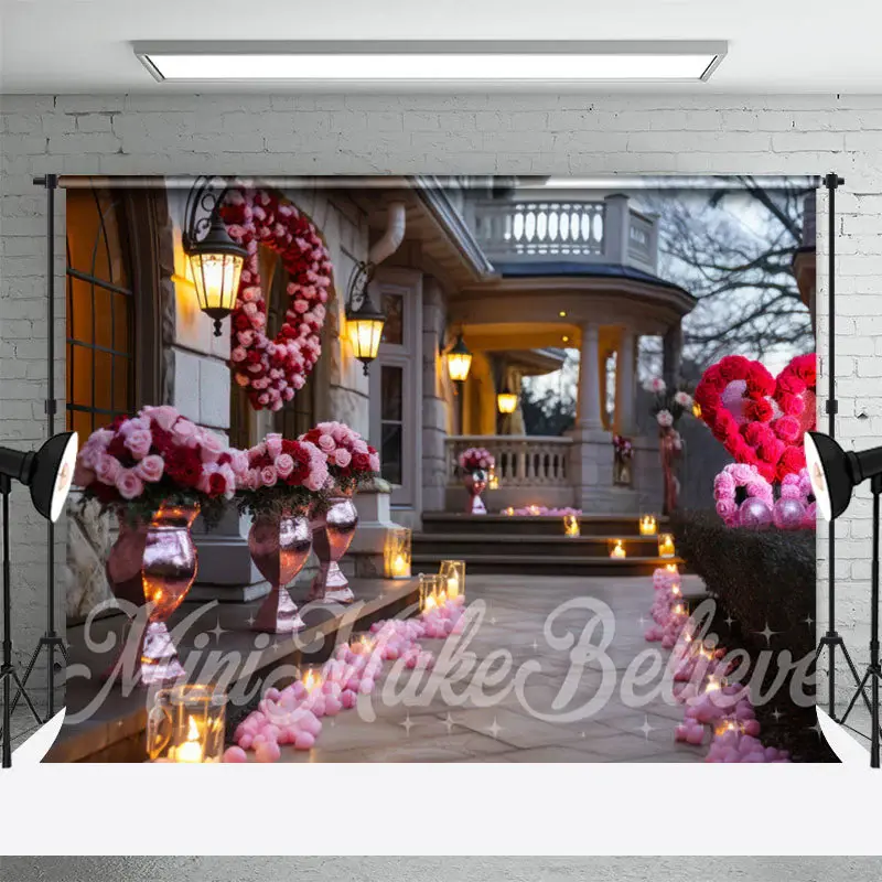 Romantic Rose Candle Path Valentines Day Backdrop - Aperturee