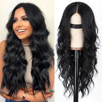[ AISI HAIR ] Black Wig for Women, Long Wavy Lace Hairline Wig, 26 Inch Middle Part Synthetic Heat Resistant Wig for Daily Pa...