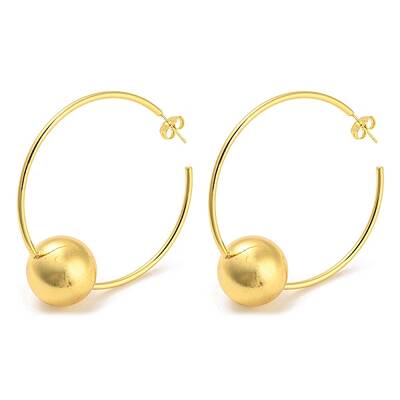 Brass Round Beaded Ring Stud Earrings