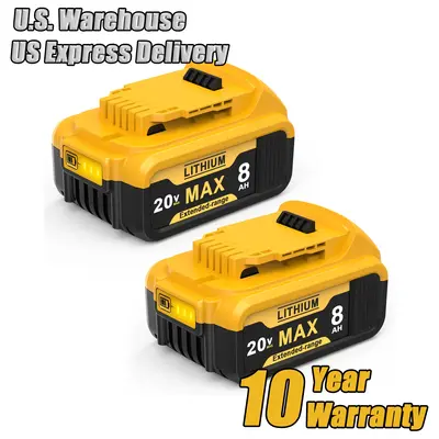 2Packs 8000mAh Replacement for Dewalt 20V Battery Lithium-ion MAX DCB200 DCD/DCF/DCG/DCS Series Max XR Cordless Tools DCB180 ...