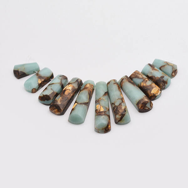 Assembled Synthetic Bronzite and Gemstone Beads Strands