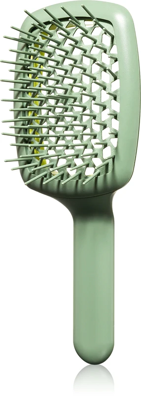 Janeke Curvy M Vented Brush flat brush for heat protection of hair 21 x 8.5 x 4 cm apple green