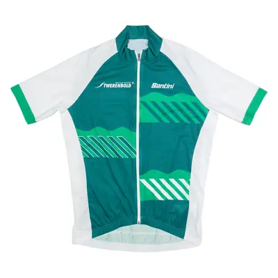 SANTINI Cycling Zip Up Mens Jersey Green High Neck 2XL