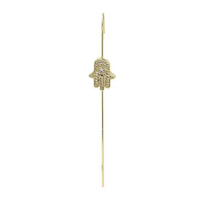 Brass Crystal Rhinestone Ear Wrap Crawler Hook Earrings for Women
