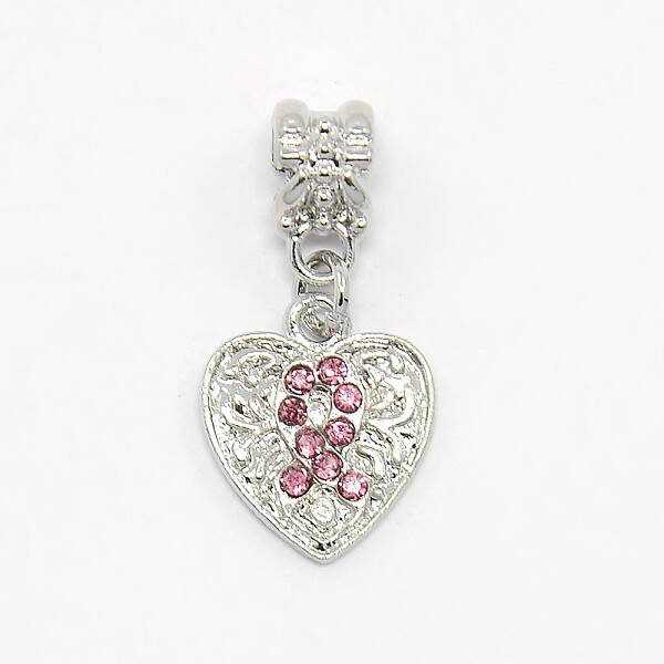 Platinum Plated Alloy Rhinestone European Dangle Charms